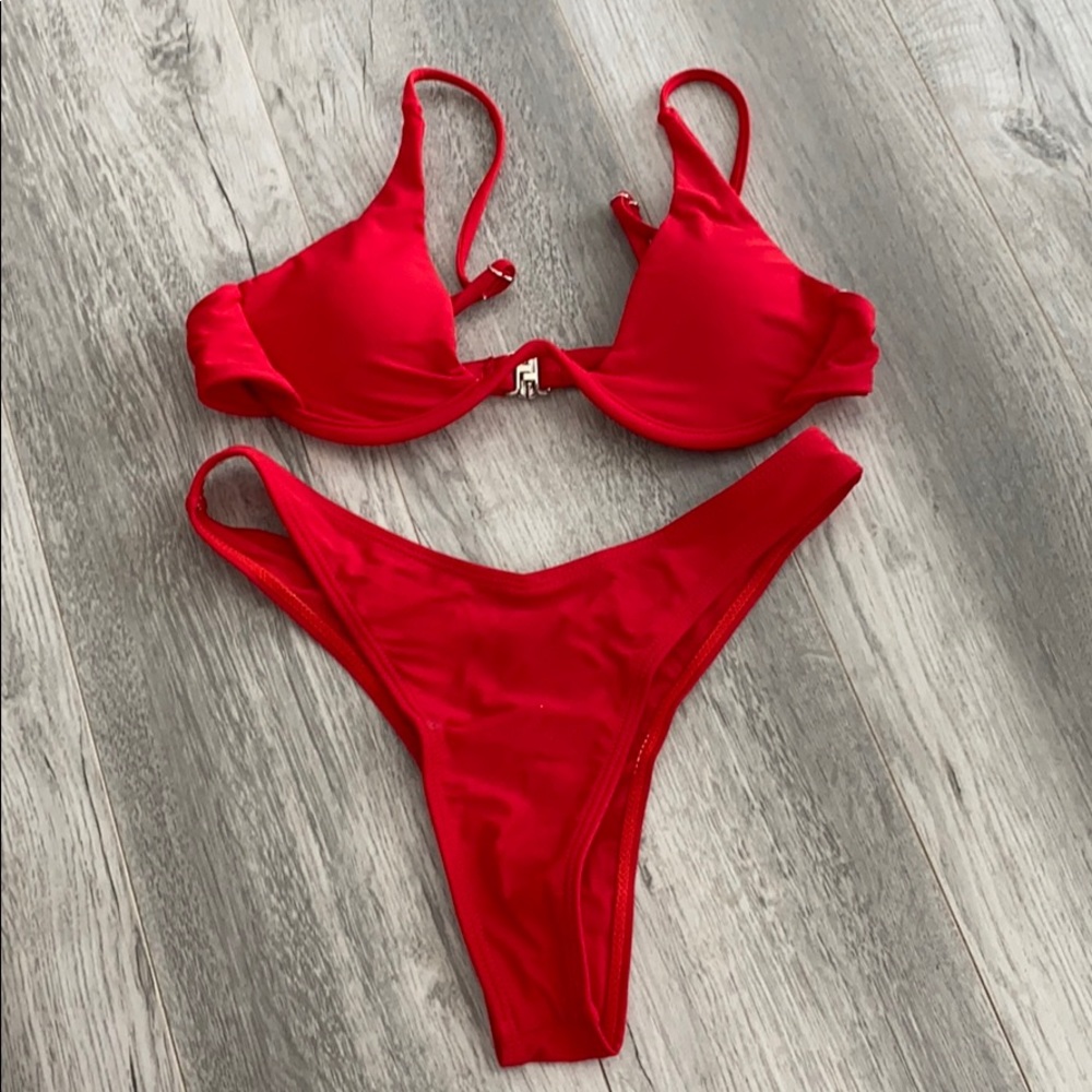 red push up shein bikini